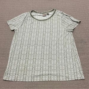 Chicos Easywear embellished neck tribal print shirt